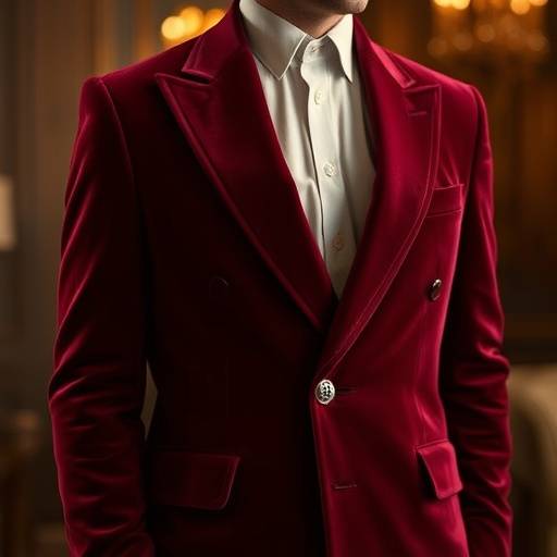 Rich burgundy velvet bespoke blazer